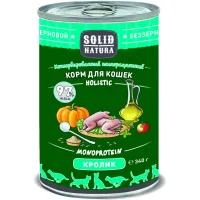 Беззерновые монопротеиновые консервы Solid Natura Holistic для кошек (С кроликом, жестяная банка)