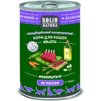 Беззерновые монопротеиновые консервы Solid Natura Holistic для кошек (С ягнёнком, жестяная банка)