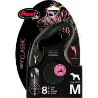 Рулетка-трос Flexi New Classic M для собак средних пород (Весом до 20кг, длина 8м, черная)