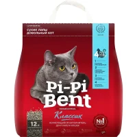 Наполнитель Pi-Pi Bent® Classic для кошачьего туалета (Комкующийся, 12л)