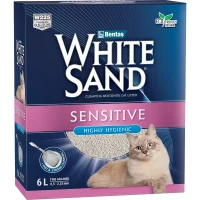Наполнитель White Sand «Sensitive» для кошачьего туалета для чувствительных кошек (Без запаха, комкующийся, 6л)