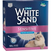 Наполнитель White Sand «Sensitive» для кошачьего туалета для чувствительных кошек (Без запаха, комкующийся, 10л)
