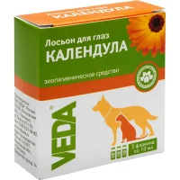 Лосьон для глаз VEDA «Календула» для кошек, собак и грызунов (При слезоточении глаз, 3x10мл)