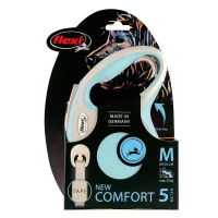 Рулетка-ремень Flexi New Comfort M для собак средних пород (Весом до 25кг, длина 5м, голубая)