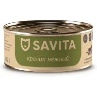 Консервированный корм Savita Rabbit для котят и кошек (Кролик нежный, жестяная банка, 100г)