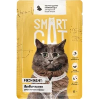 Консервированный корм «Smart Cat» для кошек и котят (Кусочки курочки в нежном соусе, пауч, 85г)